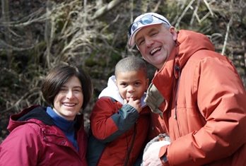 Robert Hildum with wife and son