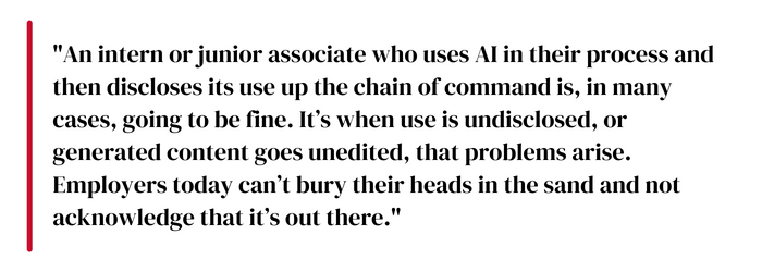 Set Price quote about interns using artificial intelligence in their jobs, but making sure to disclose its use to supervisors.