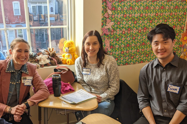 Seyfarth Shaw associates Samantha Brooks, Elizabeth Harraka, and Sean Lee volunteer at the immigration clinic.